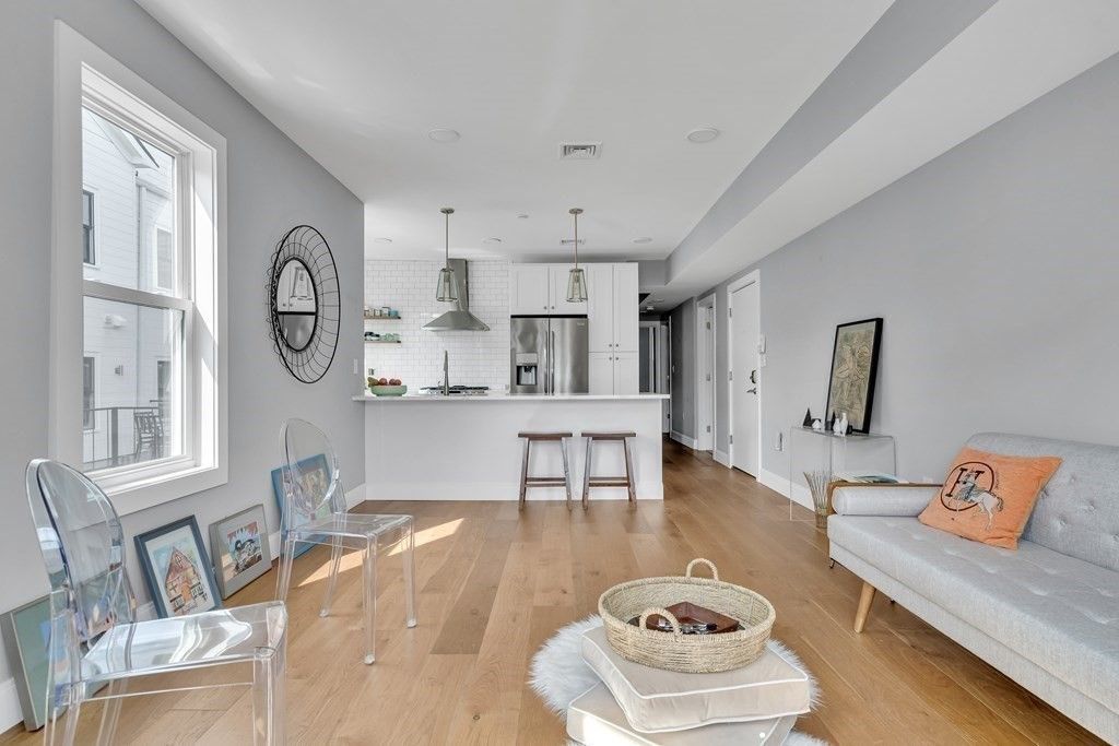 Interior, Kitchen, Pendant Lights, Stainless Steel Appliances, Wood Texture Flooring