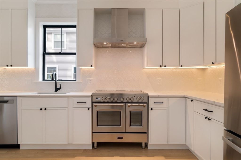 Interior, Kitchen, Stainless Steel Appliances, Wood Texture Flooring