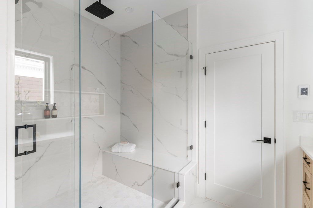 Bathroom, Glass Shower, Interior, Marble Walls