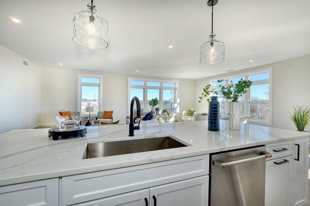 Interior, Kitchen, Pendant Lights, Recessed Lighting, Stainless Steel Appliances