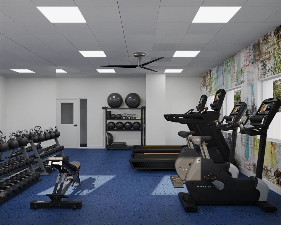 Fitness Equipment, Gym, Interior, Recessed Lighting