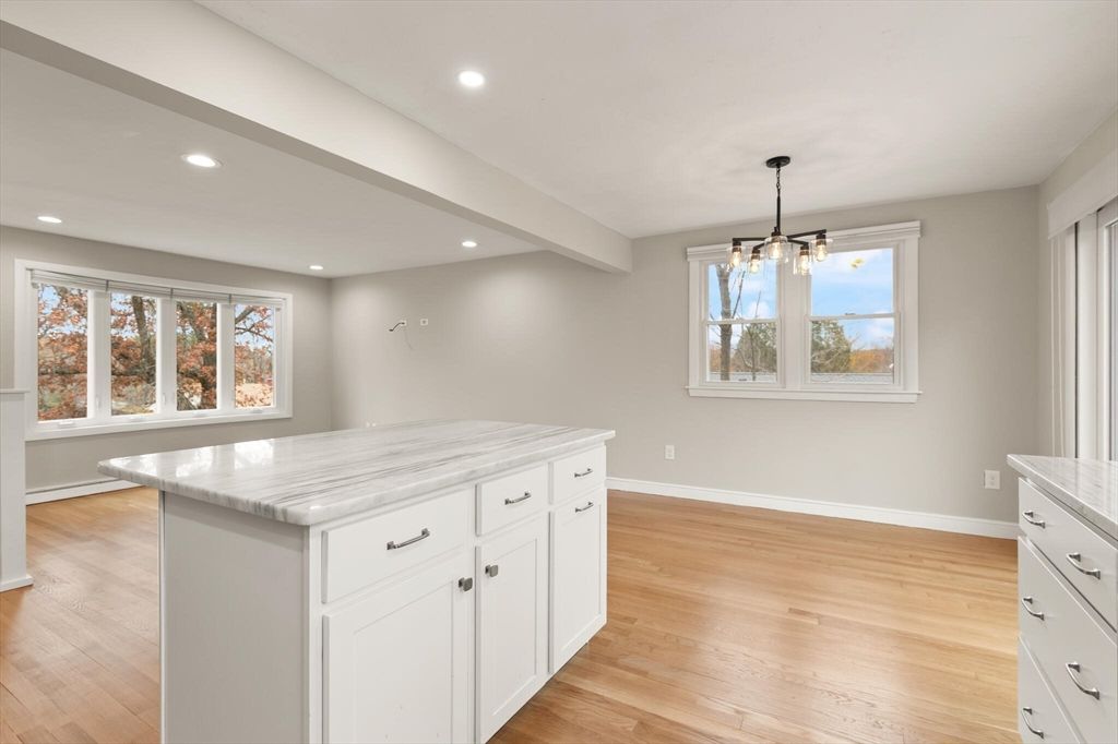 Interior, Kitchen, Pendant Lights, Recessed Lighting, Wood Texture Flooring