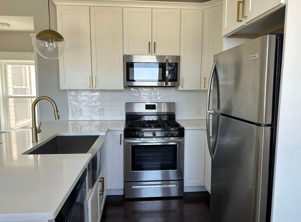 Interior, Kitchen, Pendant Lights, Stainless Steel Appliances, Wood Texture Flooring