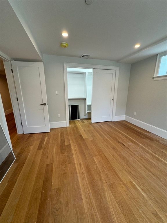 Empty room, Fireplace, Interior, Recessed Lighting, Wood Texture Flooring