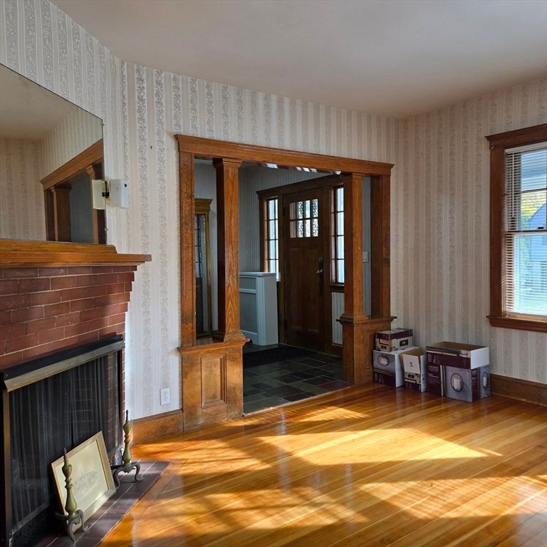 Fireplace, Interior, Wood Texture Flooring