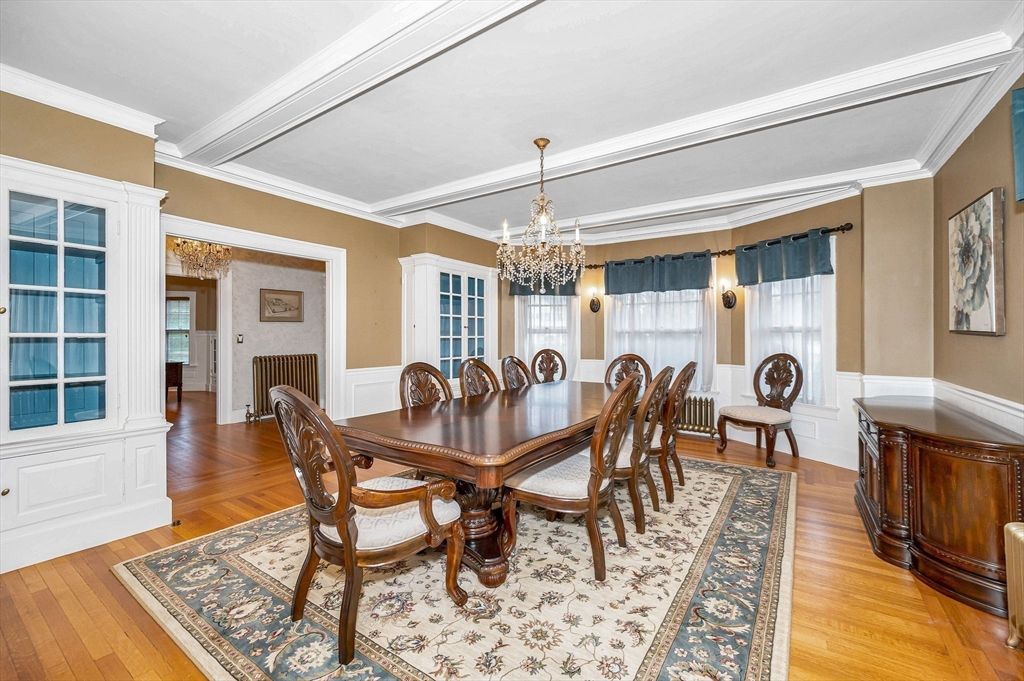 Chandelier, Dining room, Interior, Wood Texture Flooring