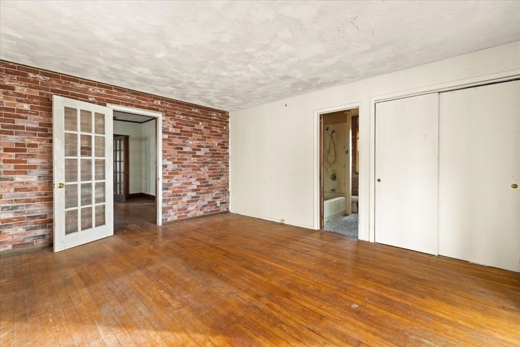 Empty room, Interior, Stone Walls, Wood Texture Flooring