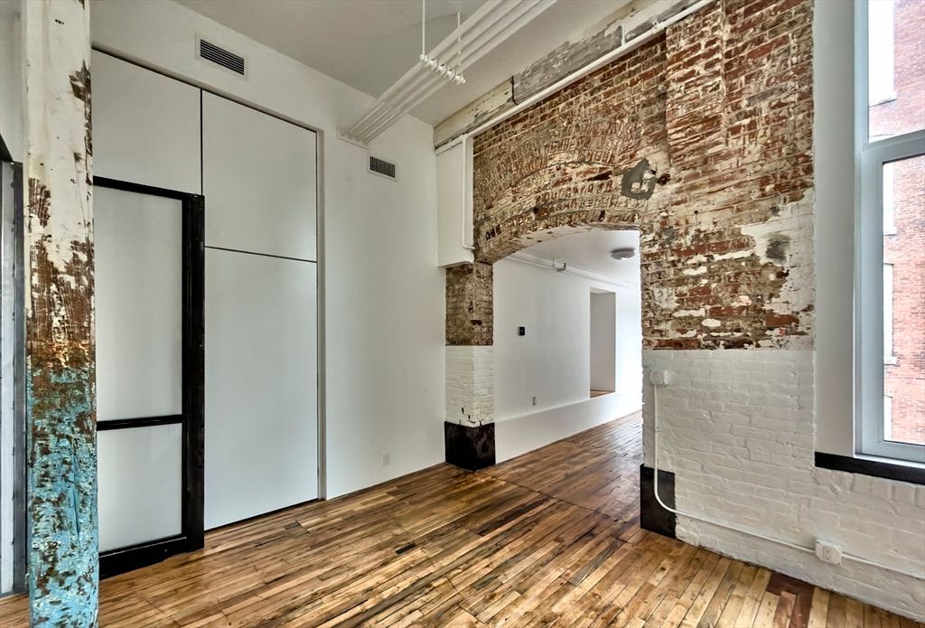 Empty room, Interior, Stone Walls, Wood Texture Flooring