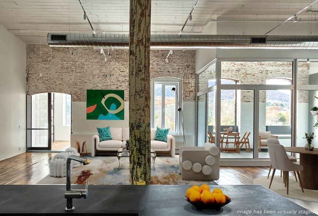 Fitness Equipment, Interior, Living room, Stone Walls, Wood Texture Flooring