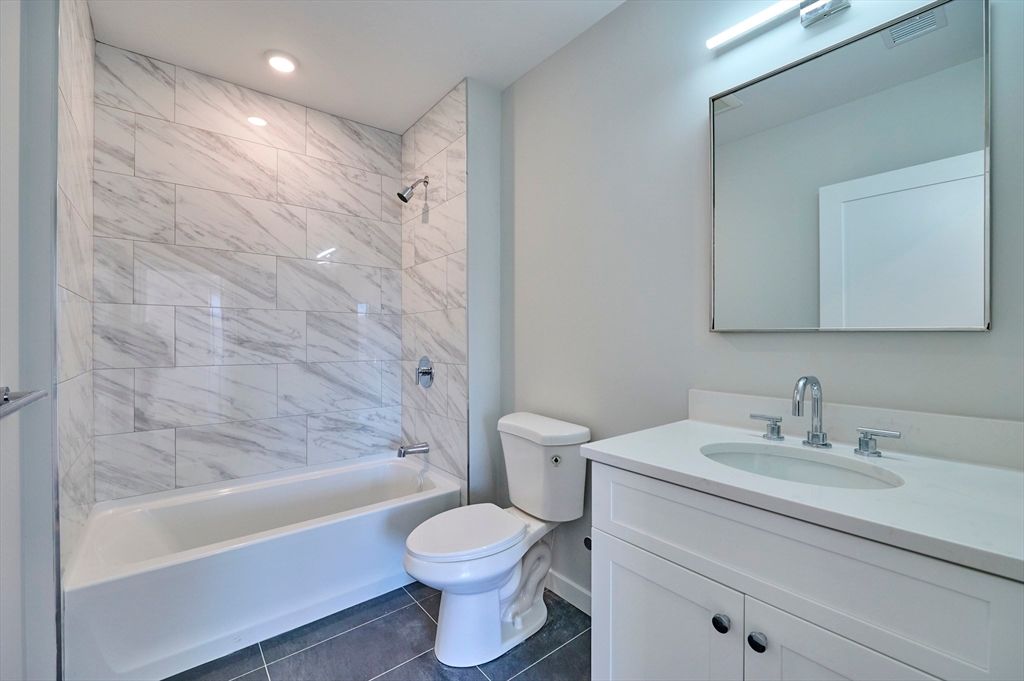 Bathroom, Interior, Marble Walls, Recessed Lighting