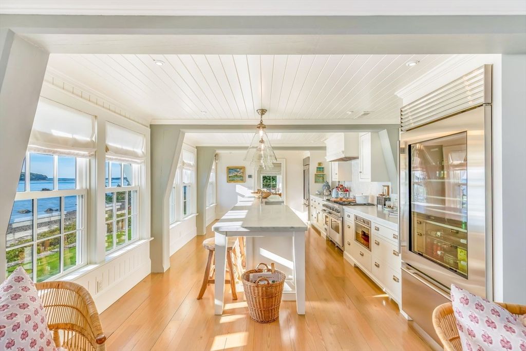 Interior, Kitchen, Pendant Lights, Recessed Lighting, Stainless Steel Appliances, Water, Wood Texture Flooring