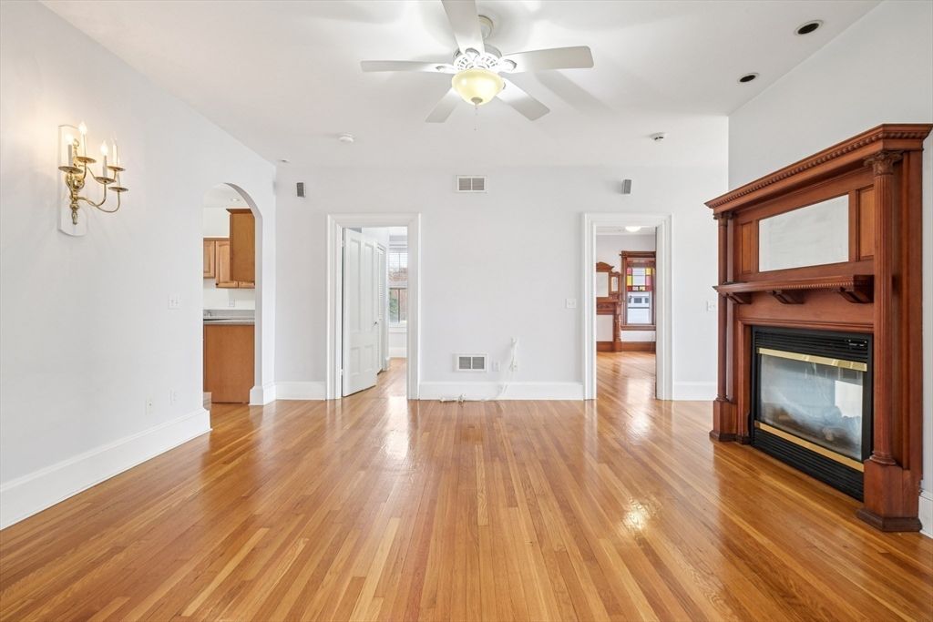 Empty room, Fireplace, Interior, Wood Texture Flooring
