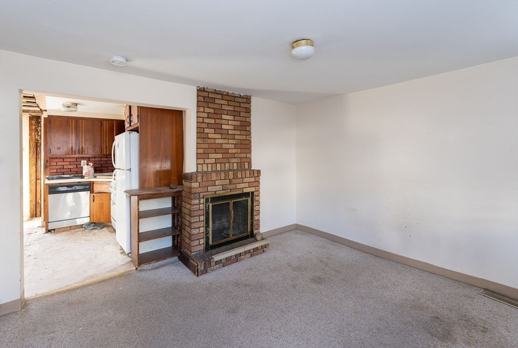 Empty room, Fireplace, Interior, Kitchen, Stone Walls