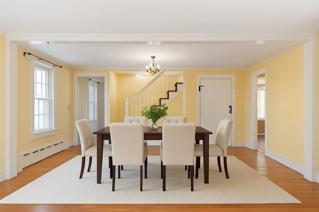 Chandelier, Dining room, Interior, Wood Texture Flooring