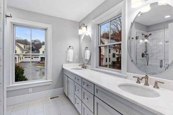 Bathroom, Dual Sink Vanities, Glass Shower, Interior, Recessed Lighting