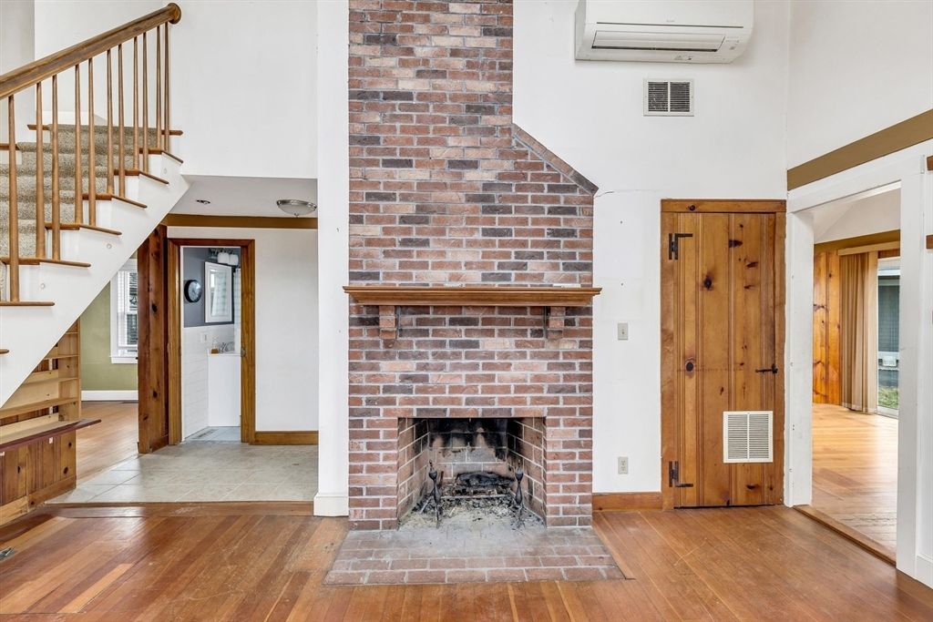 Fireplace, Interior, Stone Walls, Wood Texture Flooring