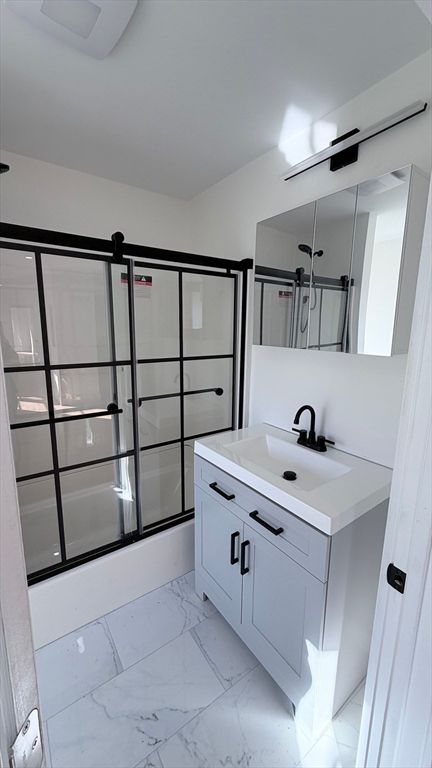 Bathroom, Dual Sink Vanities, Glass Shower, Interior, Marble
