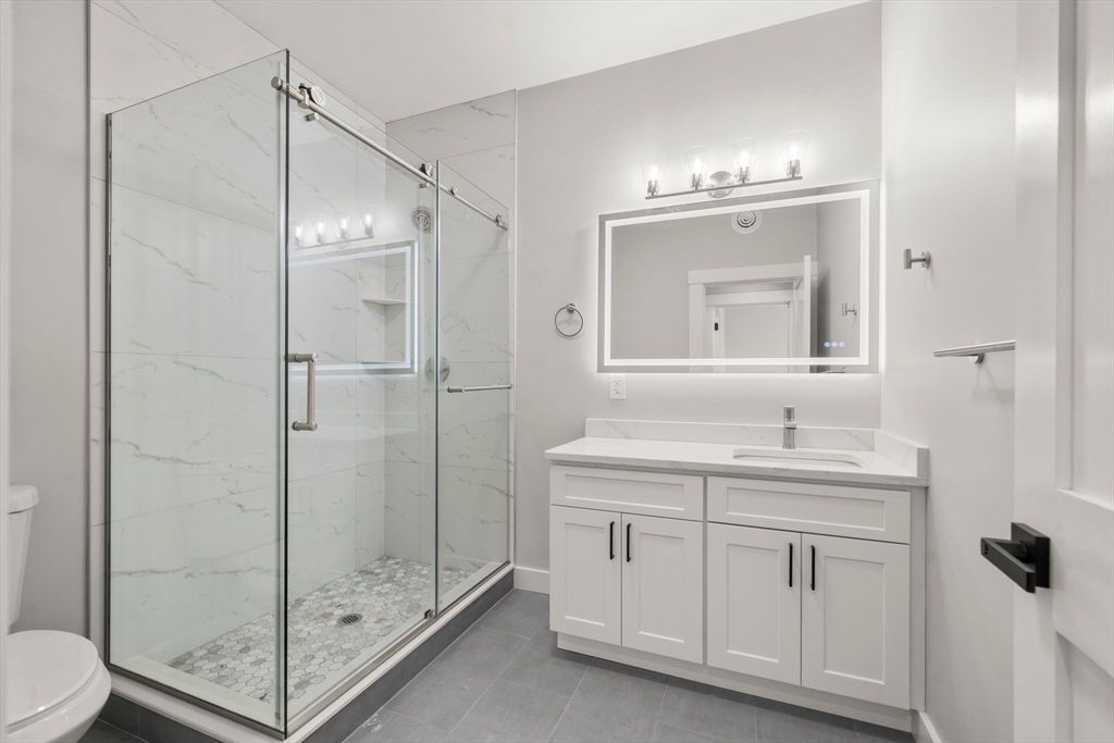 Bathroom, Glass Shower, Interior, Marble Walls