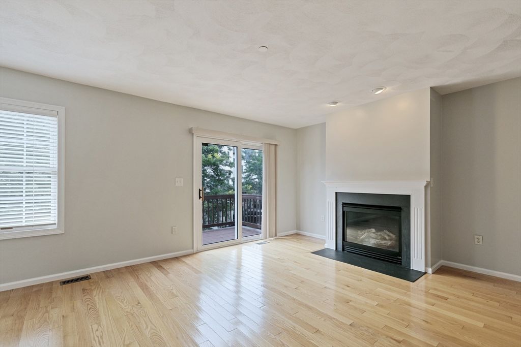 Empty room, Fireplace, Interior, Recessed Lighting, Wood Texture Flooring