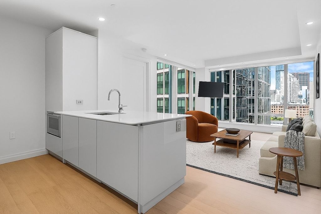 Interior, Kitchen, Living room, Recessed Lighting, Wood Texture Flooring