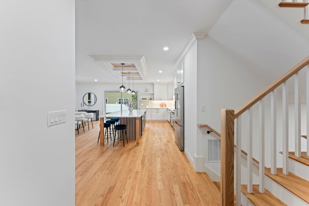 Interior, Kitchen, Pendant Lights, Recessed Lighting, Wood Texture Flooring
