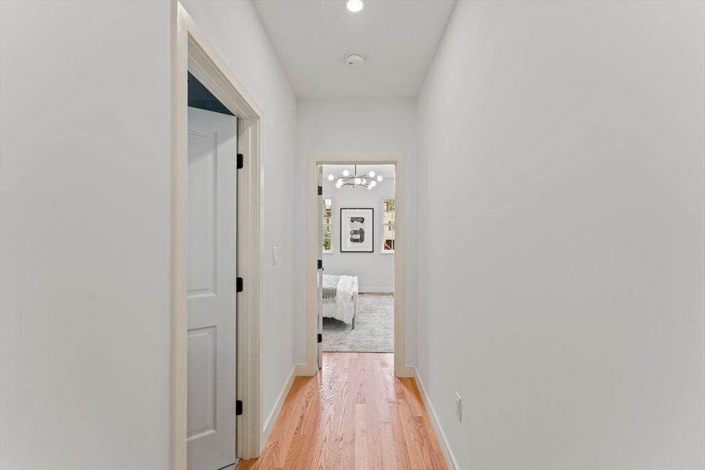 Bedroom, Interior, Pendant Lights, Recessed Lighting, Wood Texture Flooring