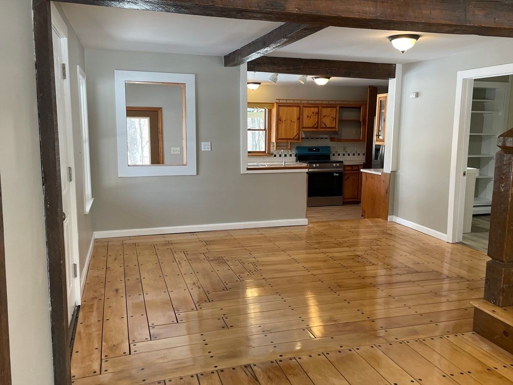 Empty room, Interior, Kitchen, Wooden Beams, Wood Texture Flooring