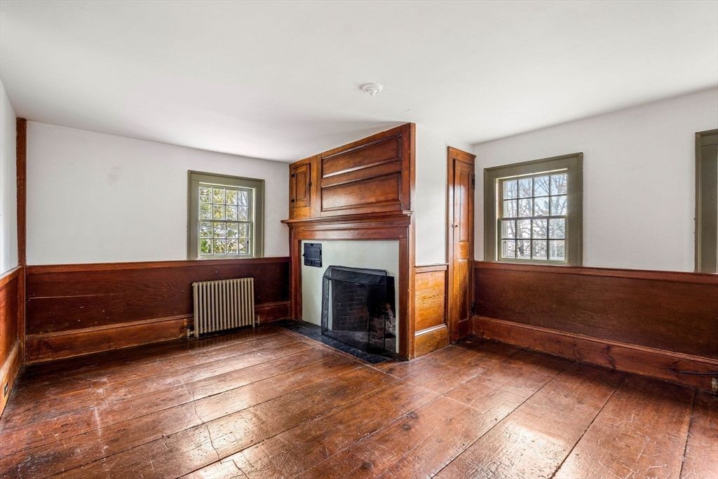 Empty room, Fireplace, Interior, Wood Texture Flooring, Wooden Walls