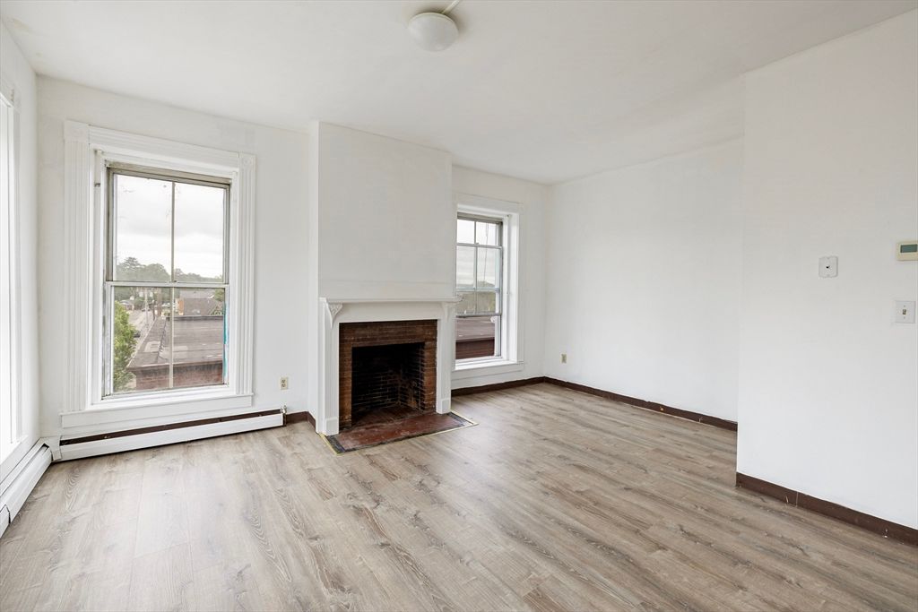 Empty room, Fireplace, Interior, Wood Texture Flooring