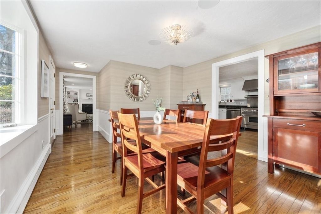Dining room, Interior, Kitchen, Stainless Steel Appliances, Wood Texture Flooring
