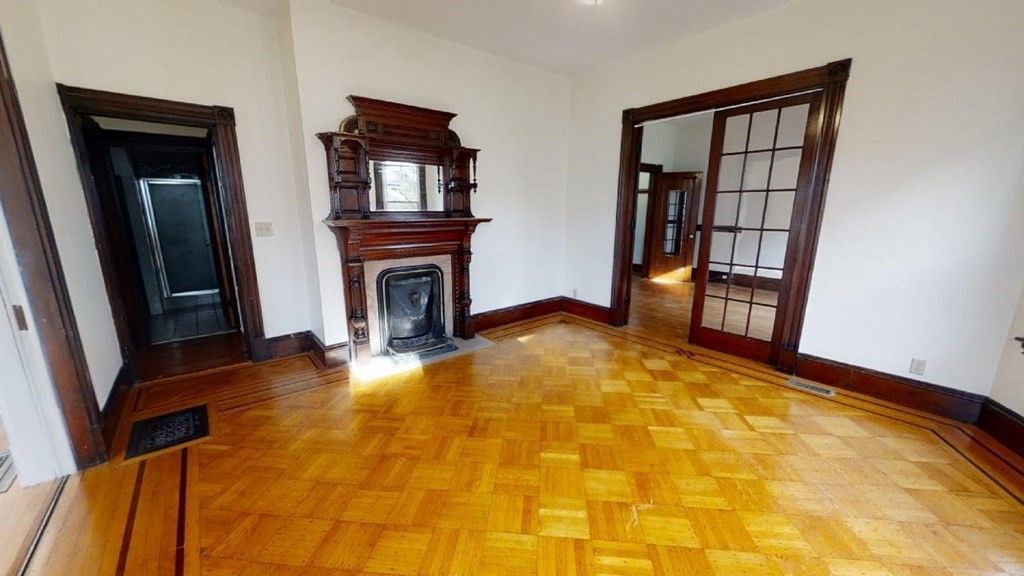 Empty room, Fireplace, Interior, Wood Texture Flooring