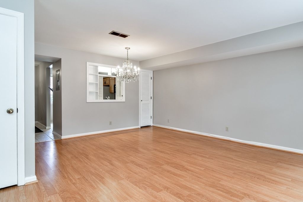 Chandelier, Empty room, Interior, Wood Texture Flooring
