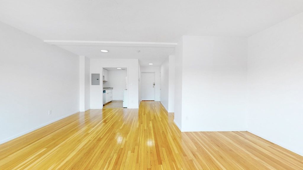 Empty room, Interior, Kitchen, Recessed Lighting, Wood Texture Flooring