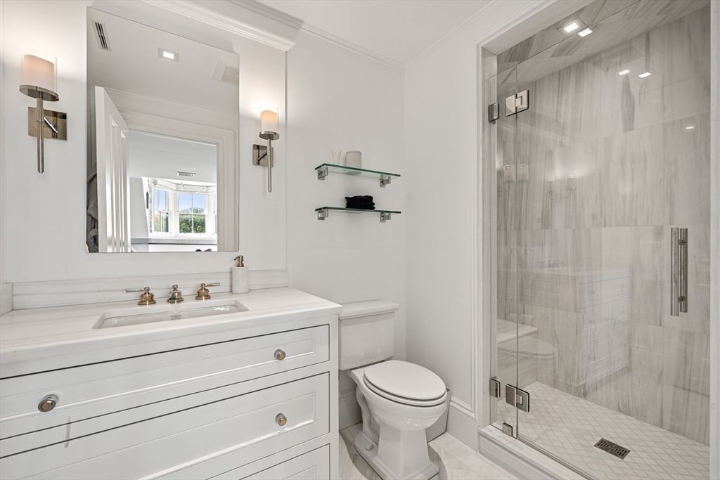 Bathroom, Glass Shower, Interior, Recessed Lighting