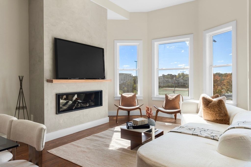 Fireplace, Interior, Living room, Water, Wood Texture Flooring