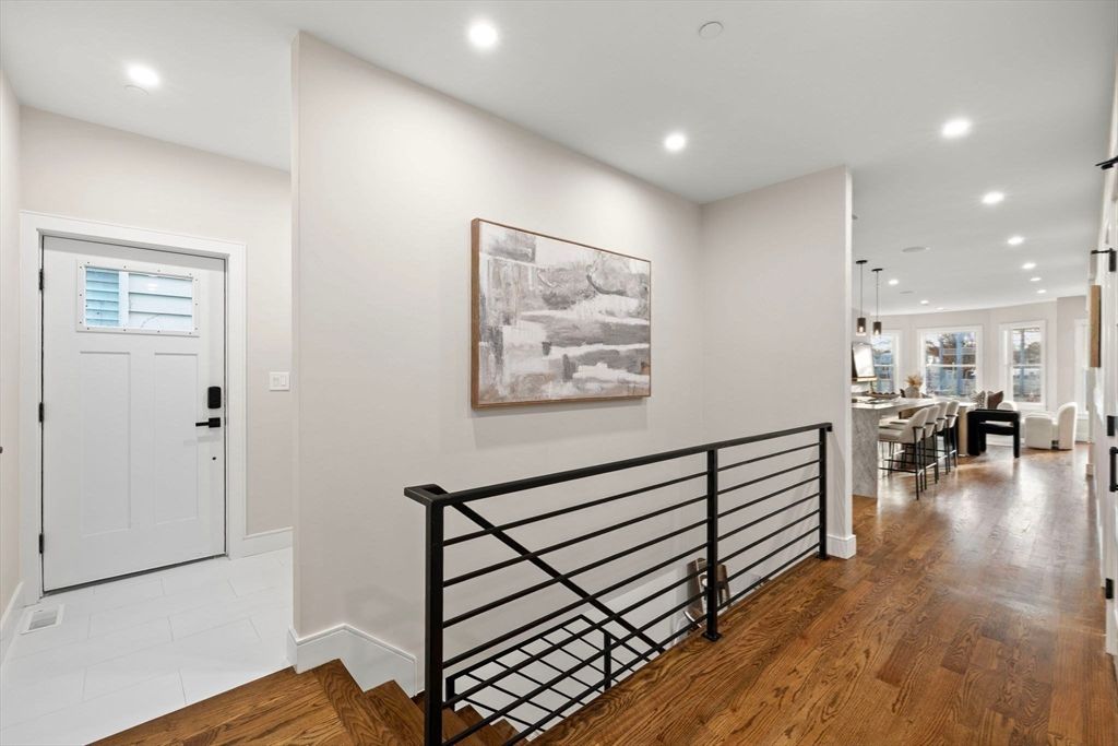 Dining room, Interior, Pendant Lights, Recessed Lighting, Wood Texture Flooring