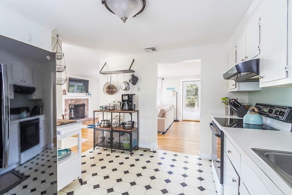 Fireplace, Interior, Kitchen, Living room, Wood Texture Flooring