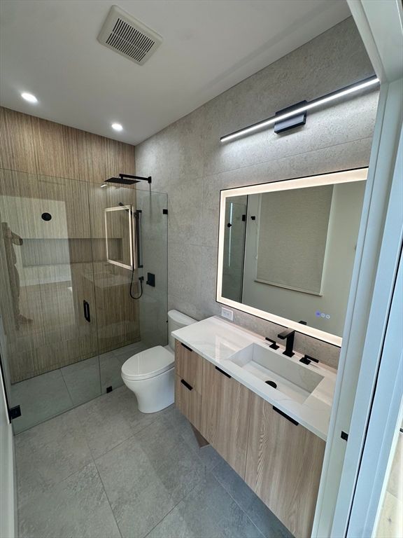 Bathroom, Glass Shower, Interior, Recessed Lighting