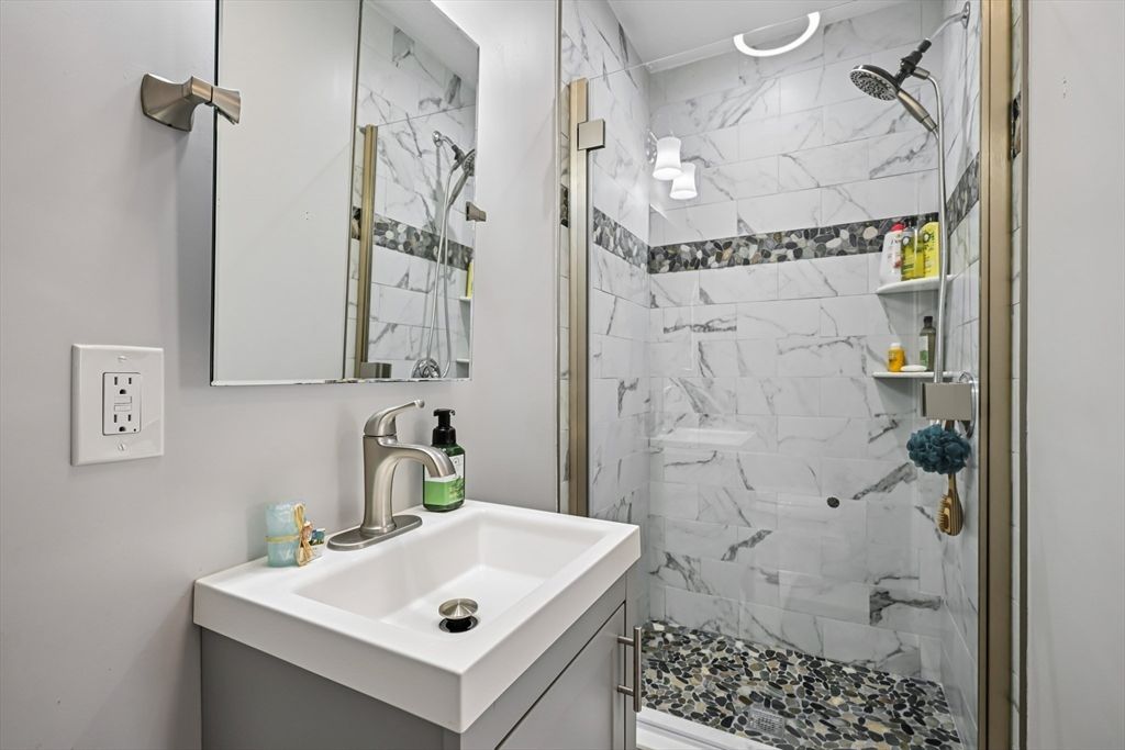 Bathroom, Glass Shower, Interior, Marble Walls