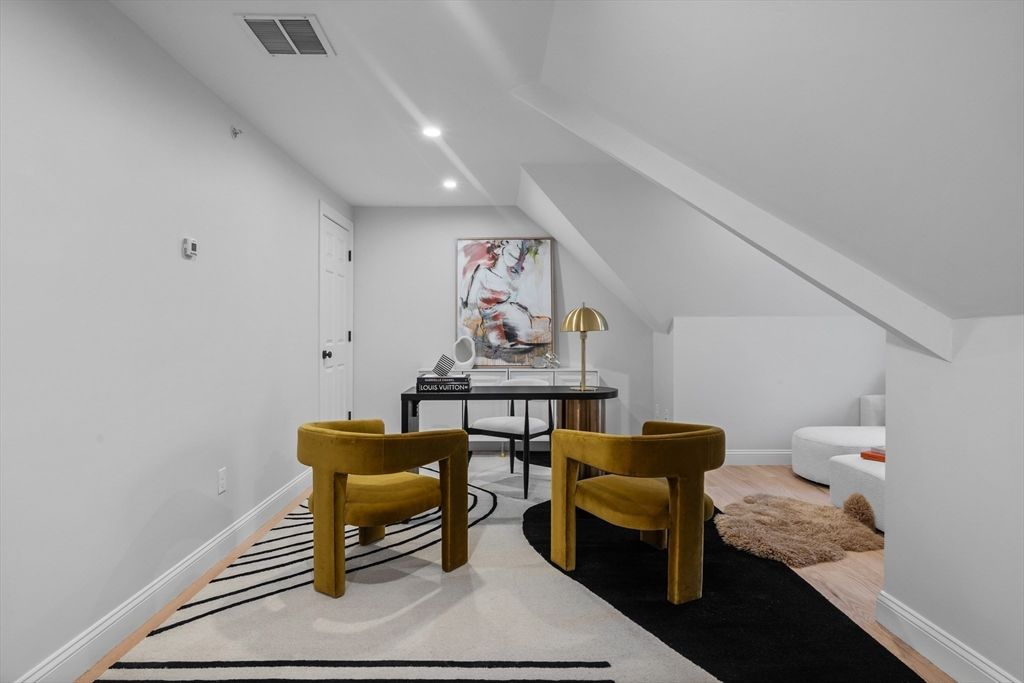 Home Office, Interior, Recessed Lighting, Wood Texture Flooring