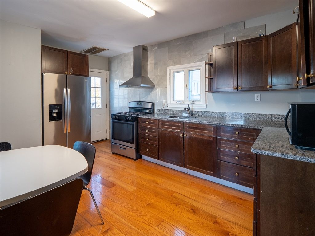 Interior, Kitchen, Stainless Steel Appliances, Wood Texture Flooring
