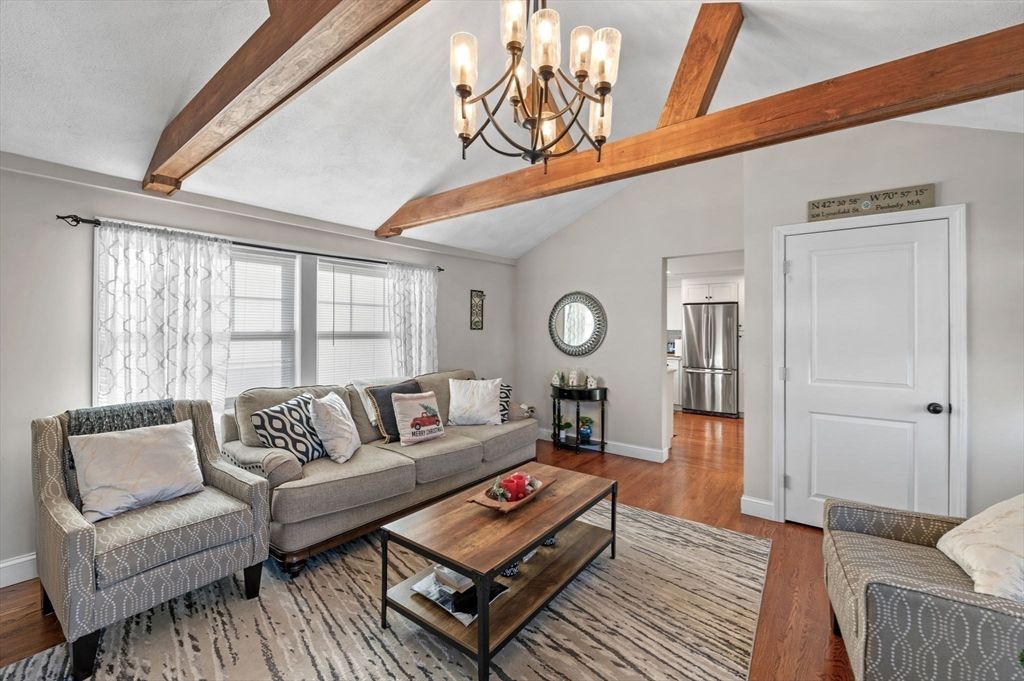 Chandelier, Interior, Living room, Wooden Beams, Wood Texture Flooring