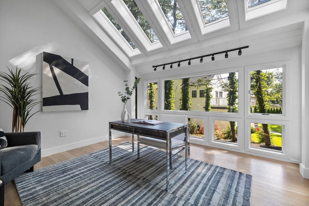 Glass Ceilings, Home Office, Interior, Wood Texture Flooring