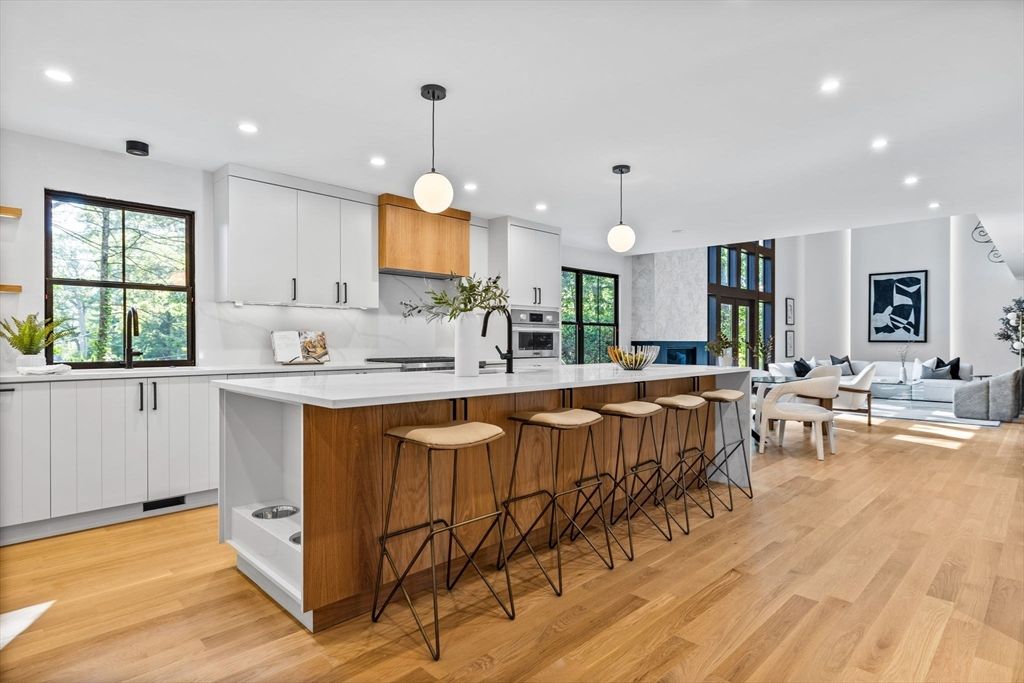 Interior, Kitchen, Living room, Pendant Lights, Recessed Lighting, Stainless Steel Appliances, Wood Texture Flooring