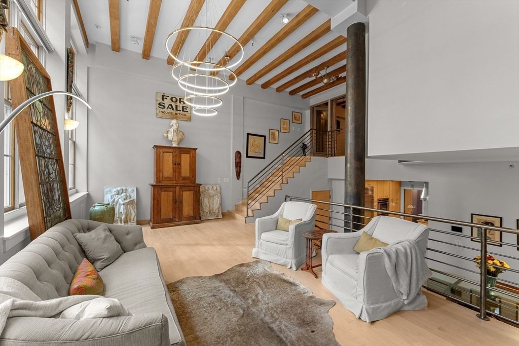 Interior, Living room, Pendant Lights, Wooden Beams, Wood Texture Flooring