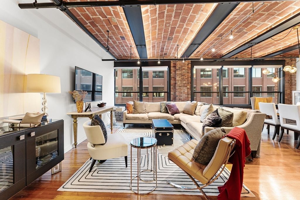 Dining room, Interior, Living room, Stone Walls, Wood Texture Flooring