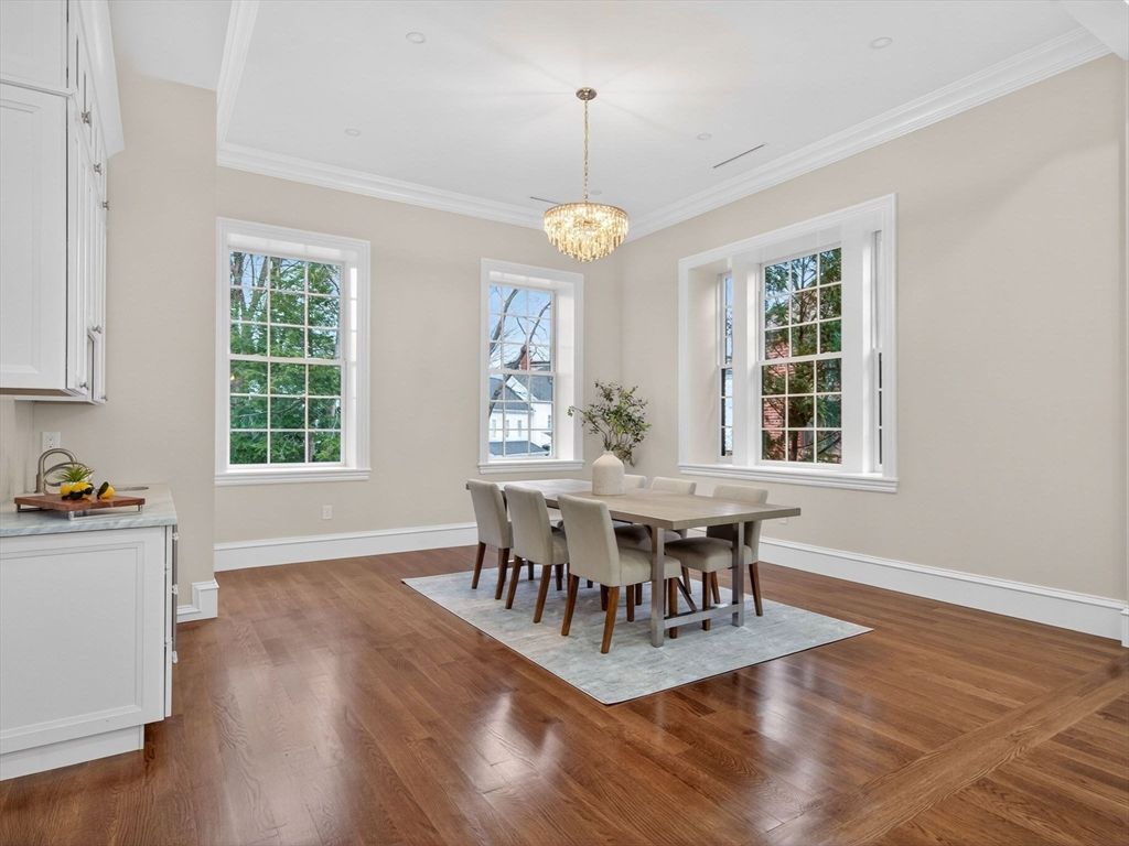 Chandelier, Dining room, Interior, Wood Texture Flooring