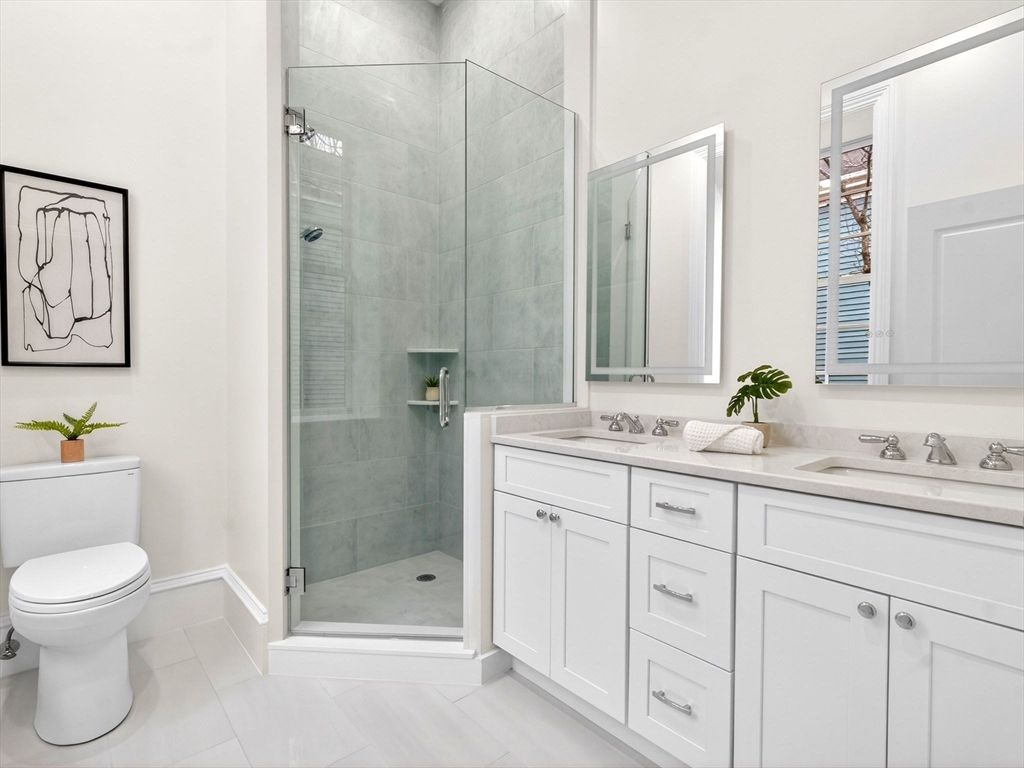 Bathroom, Dual Sink Vanities, Glass Shower, Interior