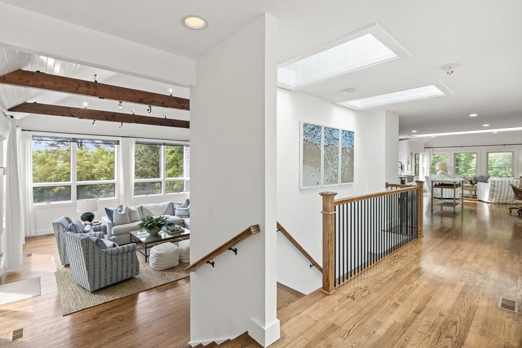 Dining room, Interior, Living room, Recessed Lighting, Wooden Beams, Wood Texture Flooring