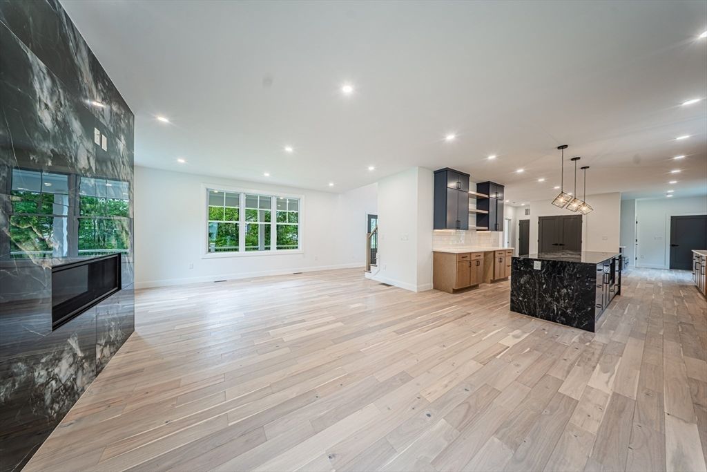 Interior, Kitchen, Pendant Lights, Recessed Lighting, Wood Texture Flooring